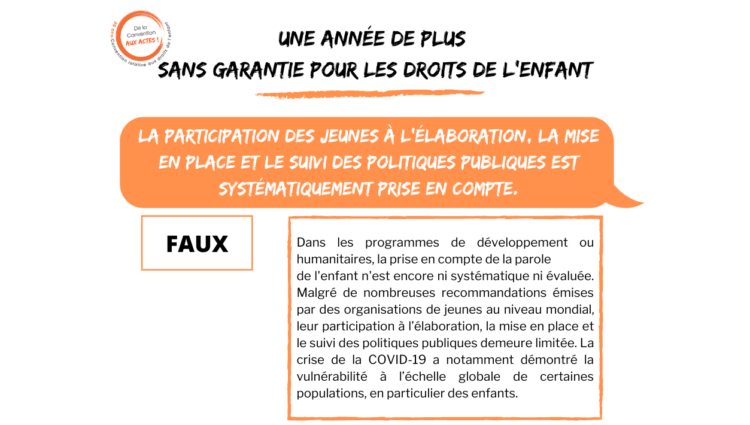 Monde : la participation et la prise en compte de la parole des jeunes dans l’élaboration des politiques publiques ne sont pas systématiques