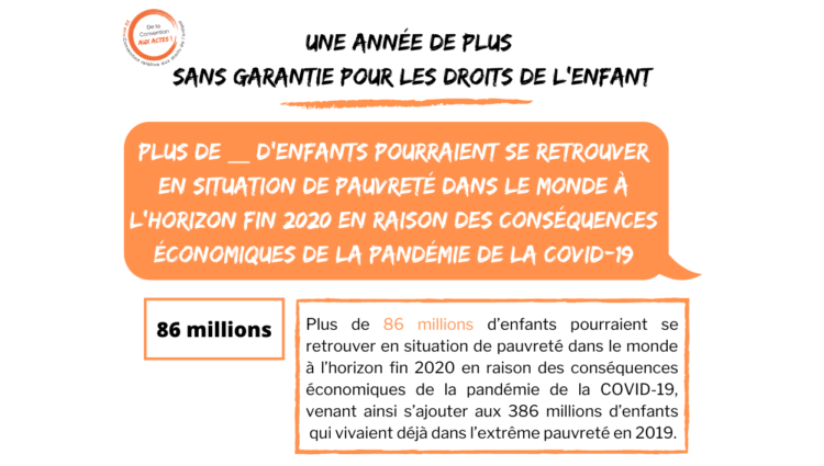 COVID-19 : 86 millions d’enfants risquent de tomber dans la pauvreté extrême