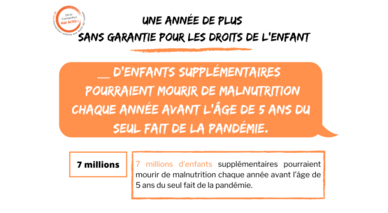 Monde : 7 millions d’enfants pourraient mourir de malnutrition suite à la COVID-19