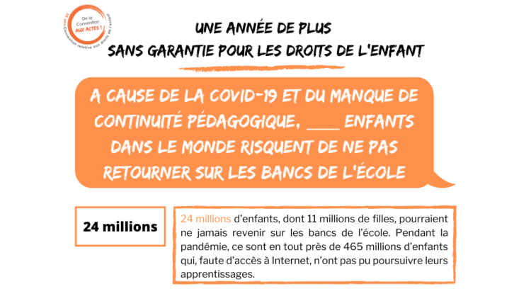 Monde : 24 millions d’enfants risquent de ne pas retourner à l’école suite à la COVID-19