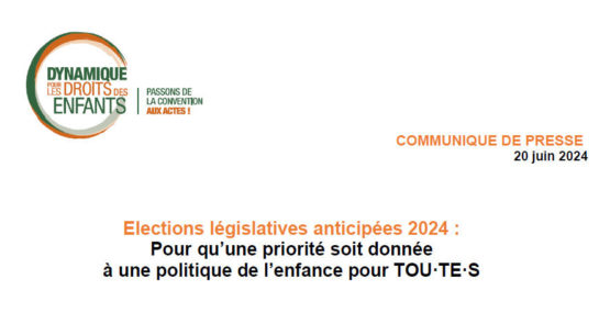 Communiqué de presse suite aux élections législatives anticipées