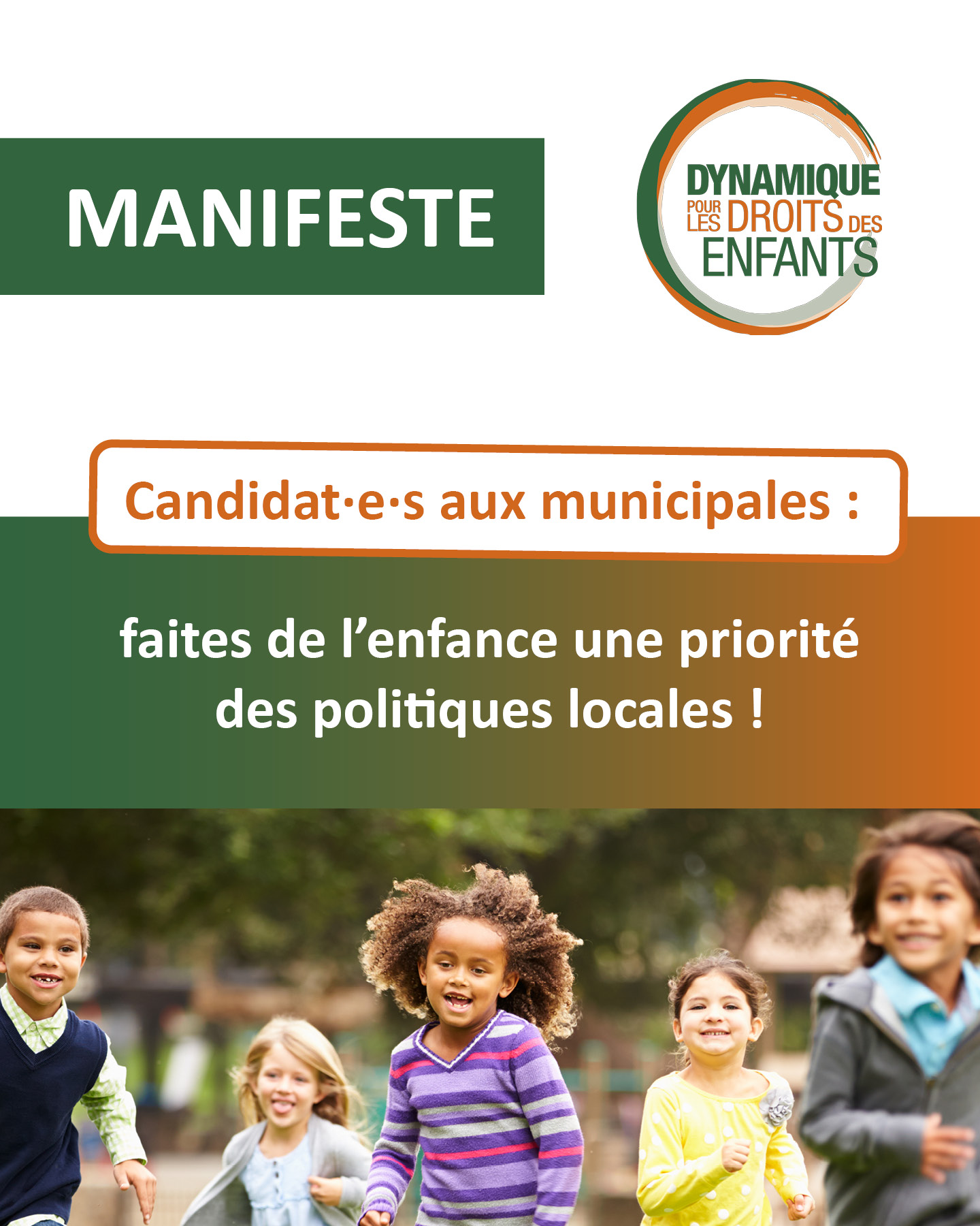 Manifeste pour faire de l'enfance une priorité des élections municipales 2026